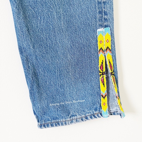 Exceptionally Rare 90s Vintage Upcycled Beaded Jeans ASO Rachel Green in Friends - Picture 11 of 15